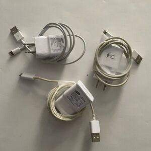 Samsung Travel Adopter Fast Charger + Charging Cable Lot of 3